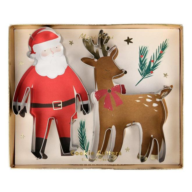 Santa & Reindeer Christmas Cookie Cutters (set of 2)