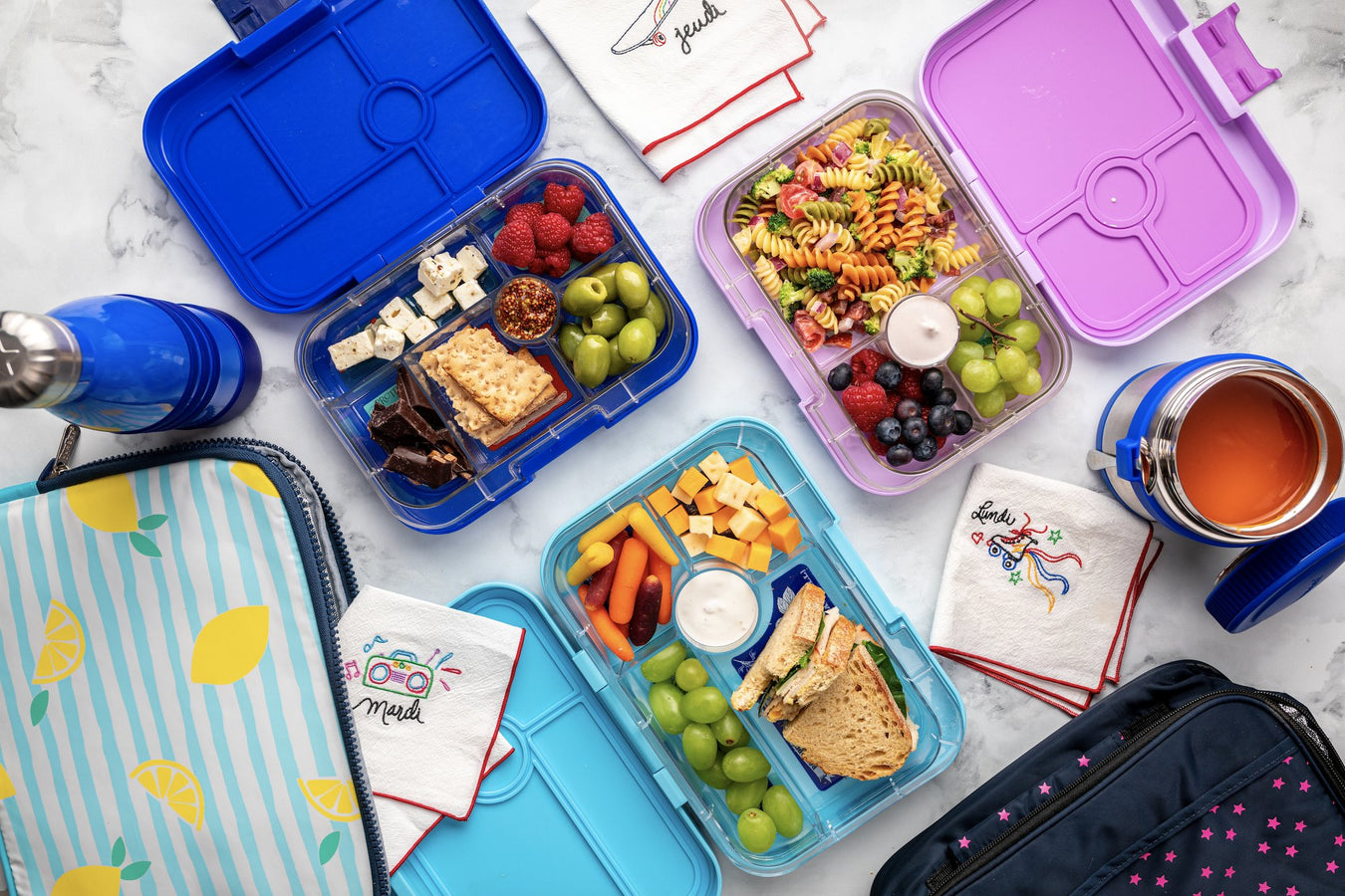 Healthy lunches packed in Yumbox lunch kits