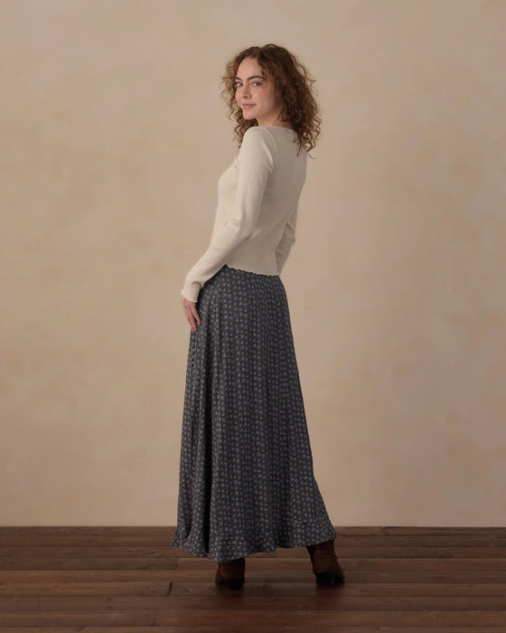 Women's Button Slit Skirt Heart Ditsy