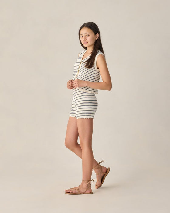 Teen Crochet Tank Mini Dress - Marine Stripe