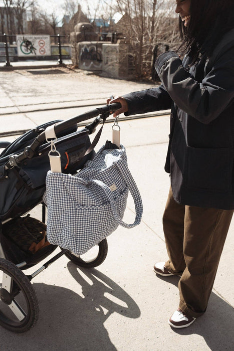 Organic cotton diaper bag - Gingham collection: Navy