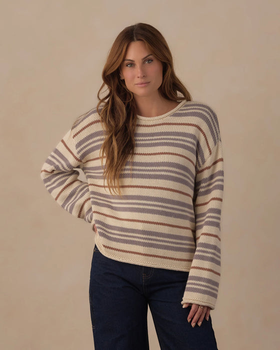Women's Jacques Sweater Dusty Blue Stripe