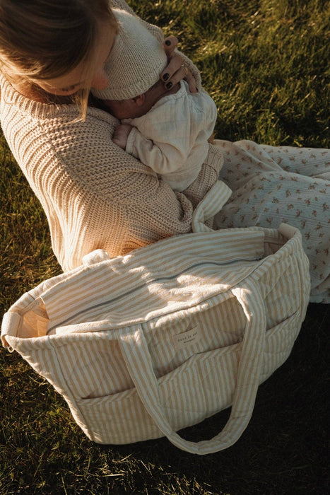 Organic cotton diaper bag - Striped collection: Yellow