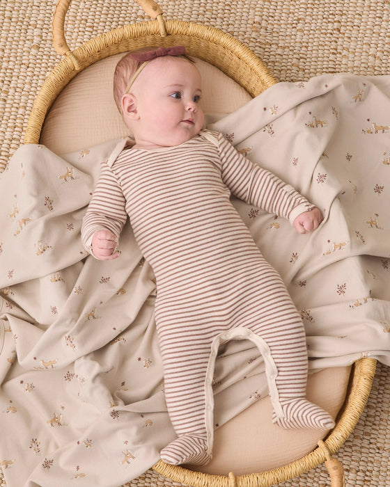 Baby Footie Cocoa Microstripe