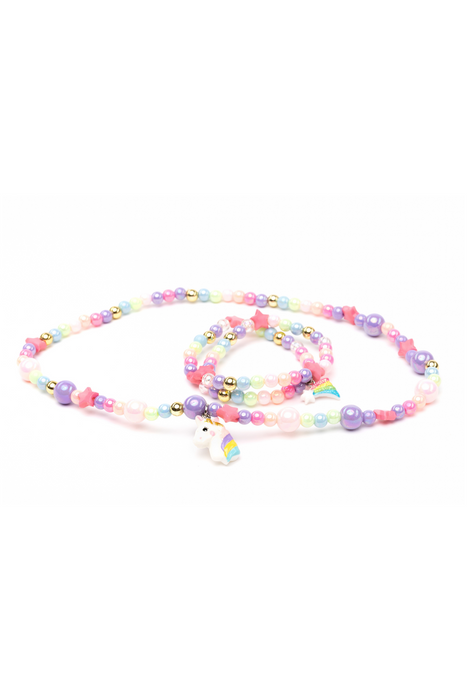 Cheerful Starry Unicorn Necklace & Bracelet Set, 2 Pc