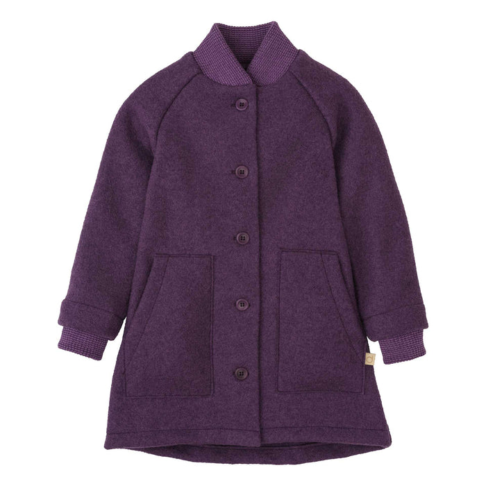 Children's Boiled Wool Coat - Aubergine