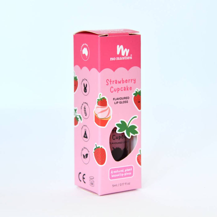 Natural Kids Lip Gloss Wands: Strawberry Cupcake - Pink