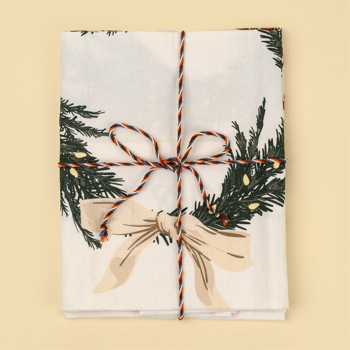 Holiday Wreaths Flour Sack Tea Towels S/2