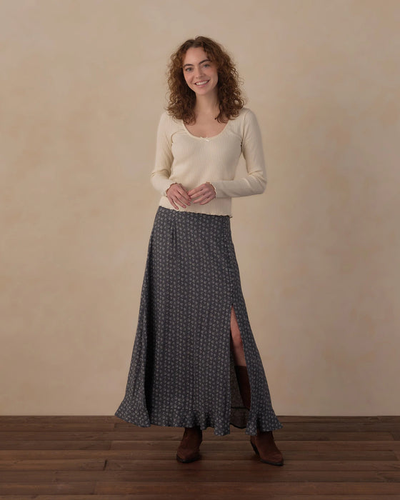 Women's Button Slit Skirt Heart Ditsy