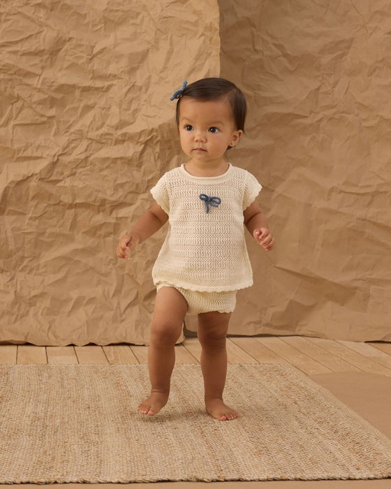 Scallop Knit Baby Set - Natural