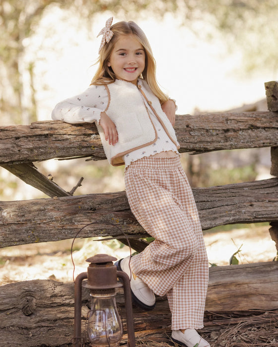 Wide Leg Pant Fawn Gingham
