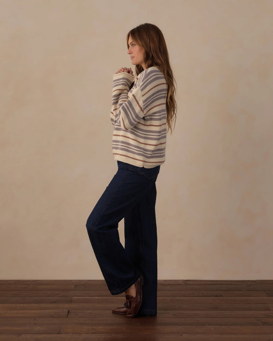 Women's Jacques Sweater Dusty Blue Stripe