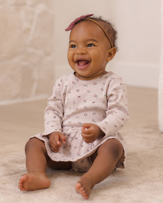 Pointelle Skirted Bodysuit Heart Ditsy