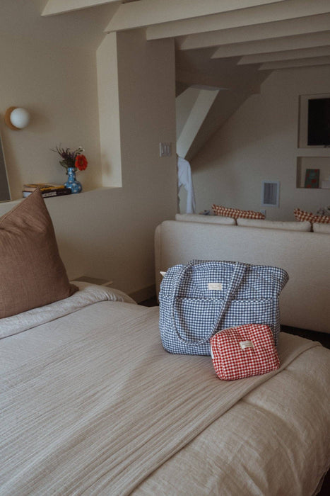 Organic cotton diaper bag - Gingham collection: Navy