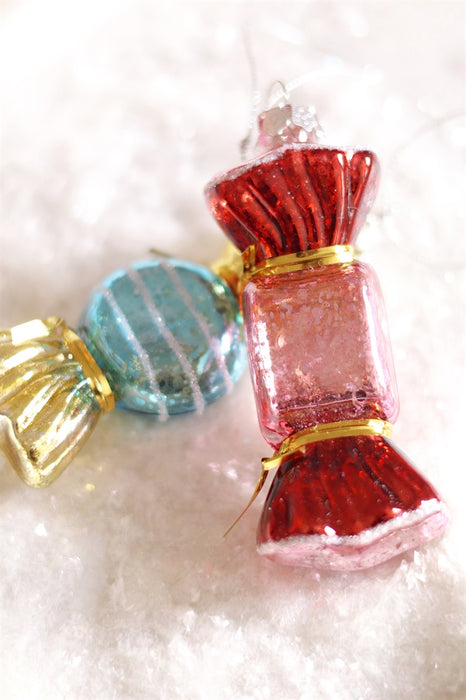 Christmas Candy Glass Holiday Ornament, Blue