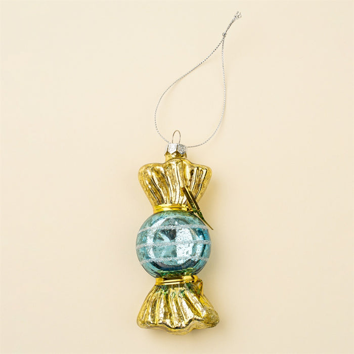 Christmas Candy Glass Holiday Ornament, Blue