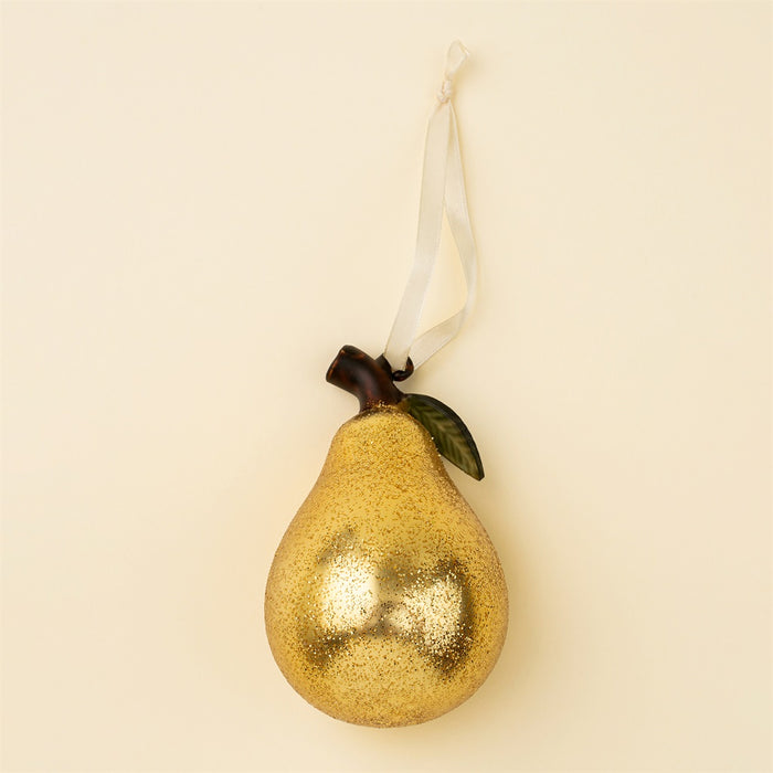 Golden Pear Glass Holiday Ornament