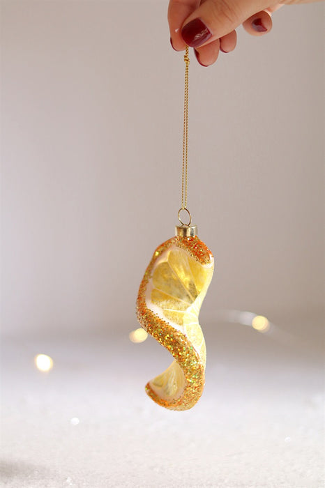 Lemon Twist Glass Holiday Ornament