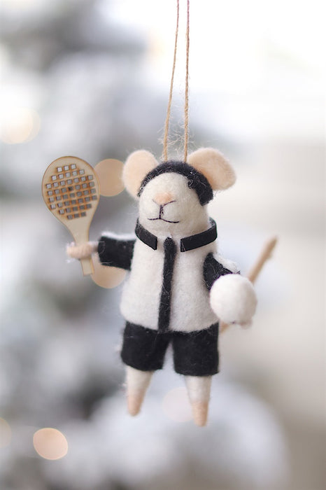Pickle Ball Percy Mouse Holiday Ornament