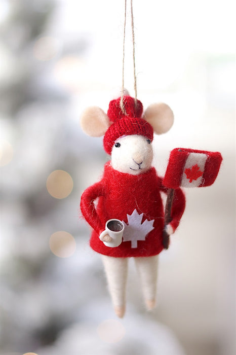 Cozy Canuck Mouse Holiday Ornament