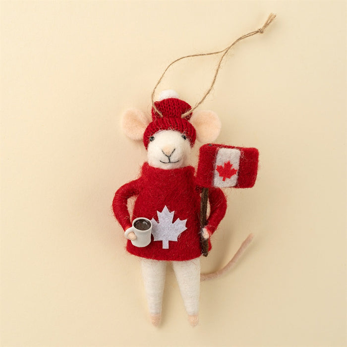Cozy Canuck Mouse Holiday Ornament