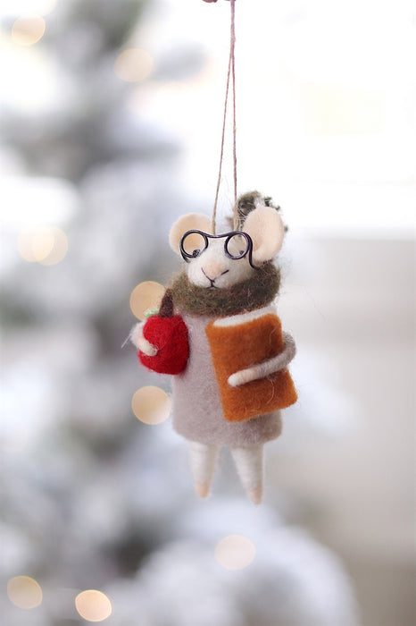 Teacher Tilda Mouse Holiday Ornament