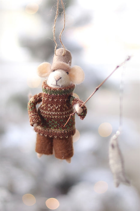 Fisherman Frank Mouse Holiday Ornament