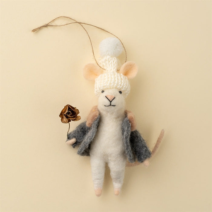 Gilded Rose Glen Mouse Holiday Ornament