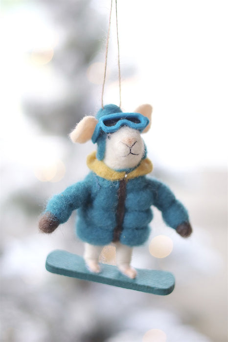 Snowboard Sidney Mouse Holiday Ornament