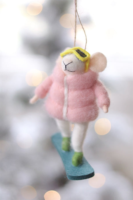 Snowboard Sadie Mouse Holiday Ornament