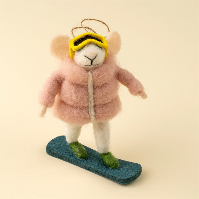 Snowboard Sadie Mouse Holiday Ornament