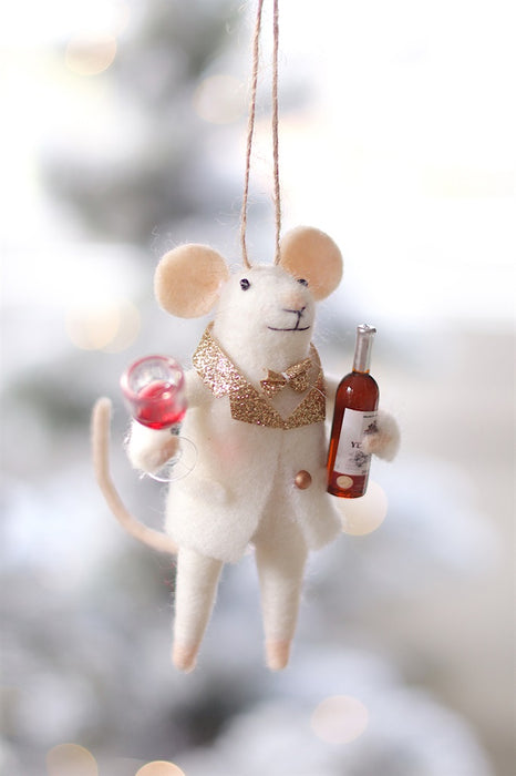 Cheers-To-You Chuck Mouse Holiday Ornament