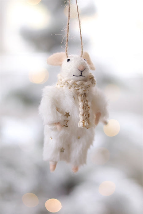 Winter White Wendy Mouse Holiday Ornament