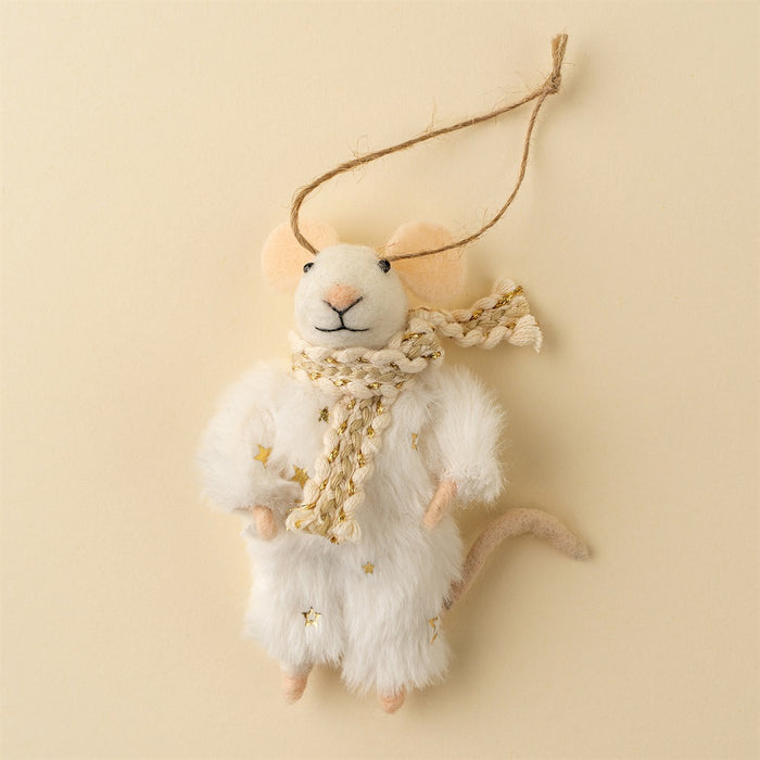 Winter White Wendy Mouse Holiday Ornament