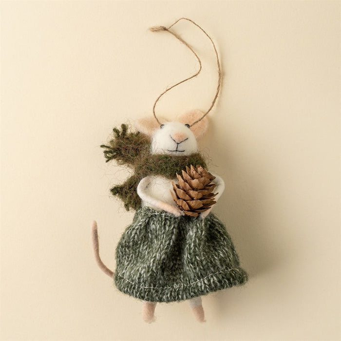 Pinecone Patrice Mouse Holiday Ornament