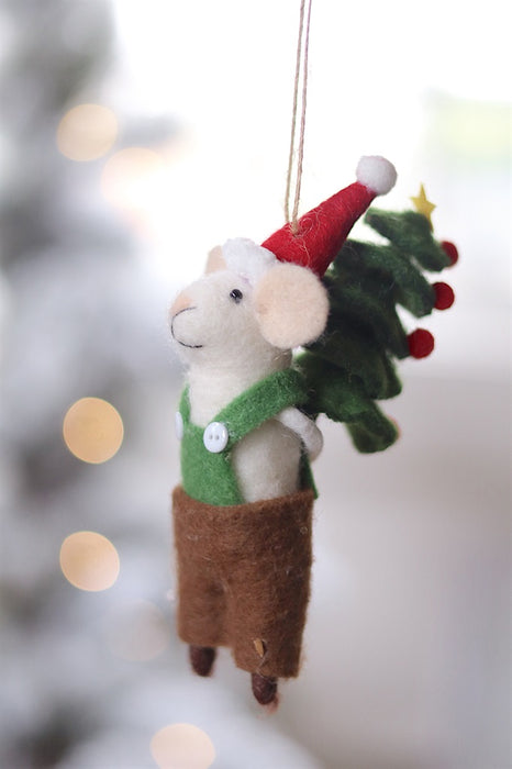 Tree Toting Tom Mouse Holiday Ornament