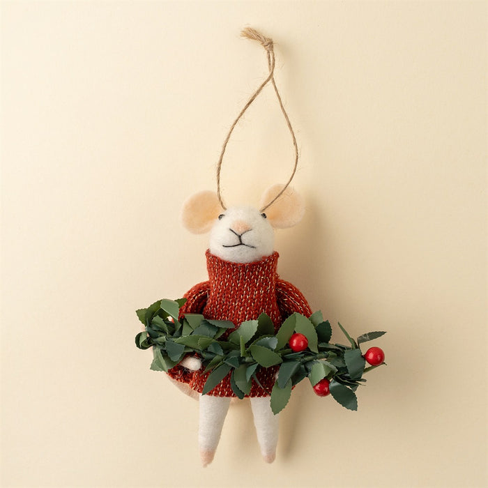 Winter Bough Winston Mouse Holiday Ornament
