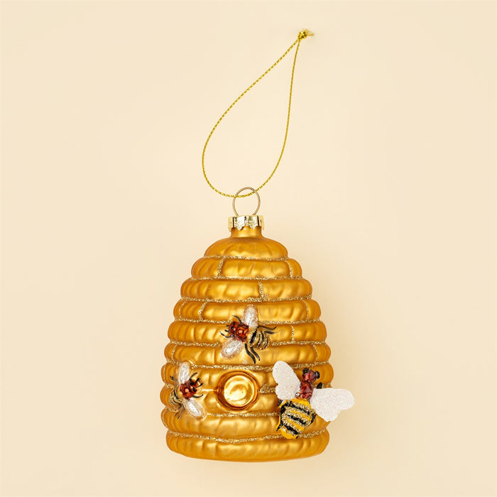 Beehive Glass Holiday Ornament