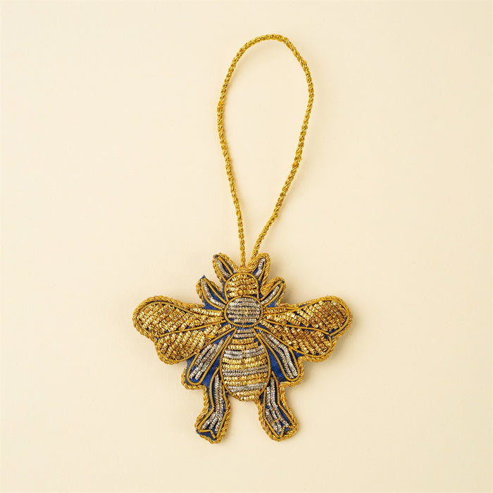 Golden Bee Zardozi Holiday Ornament