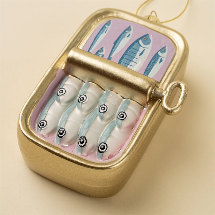 Sardine Tin Glass Holiday Ornament