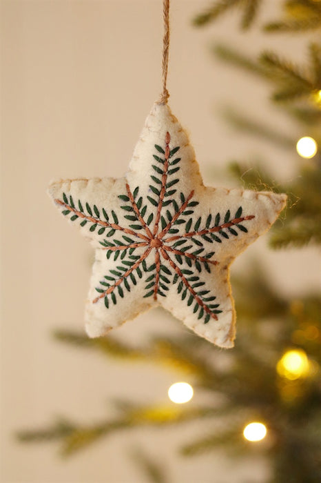Evergreen Embroidered Star Holiday Ornament