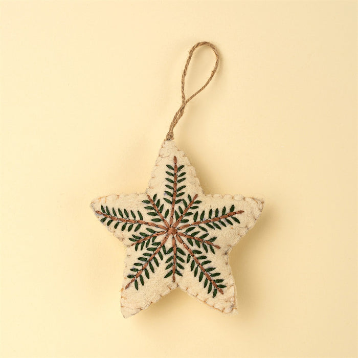Evergreen Embroidered Star Holiday Ornament