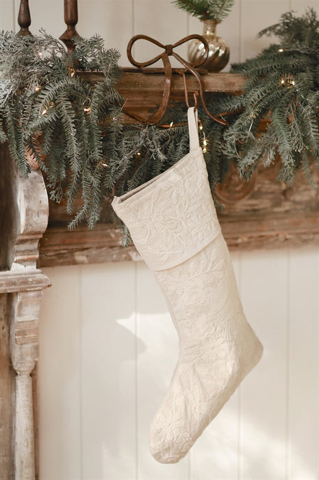 Forestvale Embroidered Stocking, White