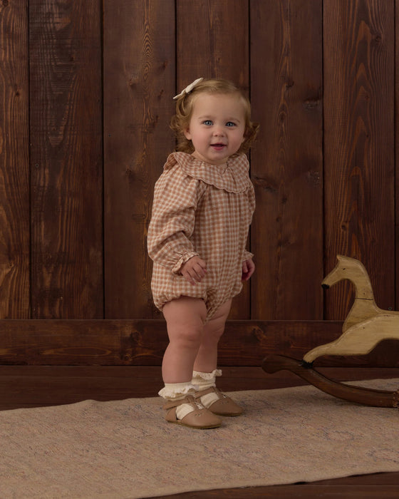 Colette Romper Fawn Gingham