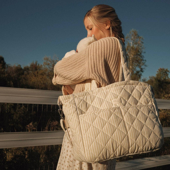 Organic cotton diaper bag - Striped collection: Yellow