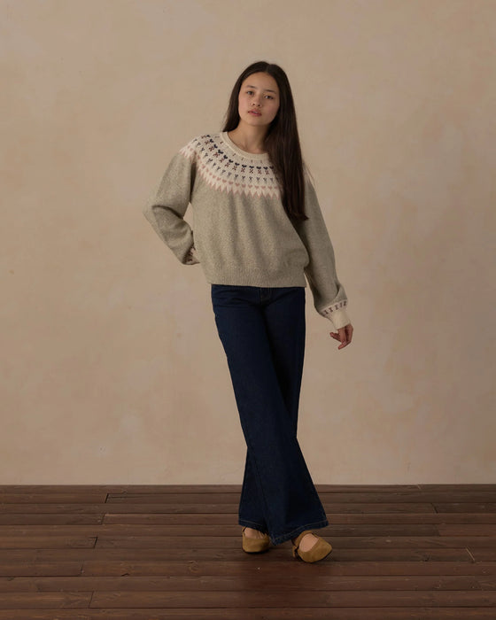 Teen Fair Isle Sweater Sage