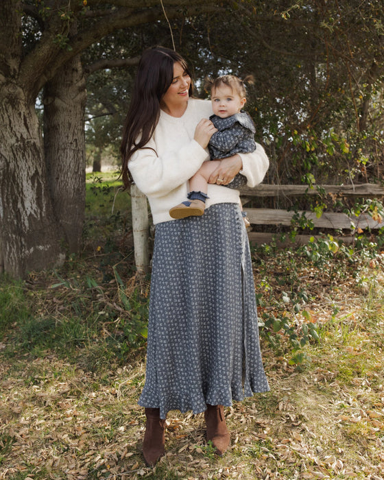 Women's Button Slit Skirt Heart Ditsy