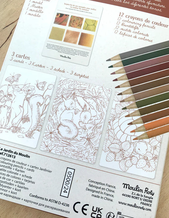 LE JARDINIER - 12 ANIMAL COLOURING PENCILS AND CARDS