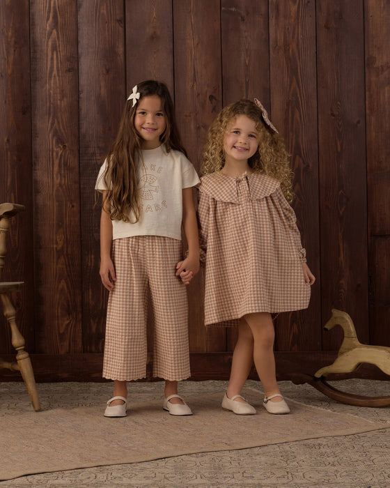 Wide Leg Pant Fawn Gingham