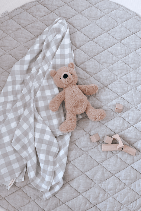 Organic Cotton Swaddle Blanket - Oat Gingham